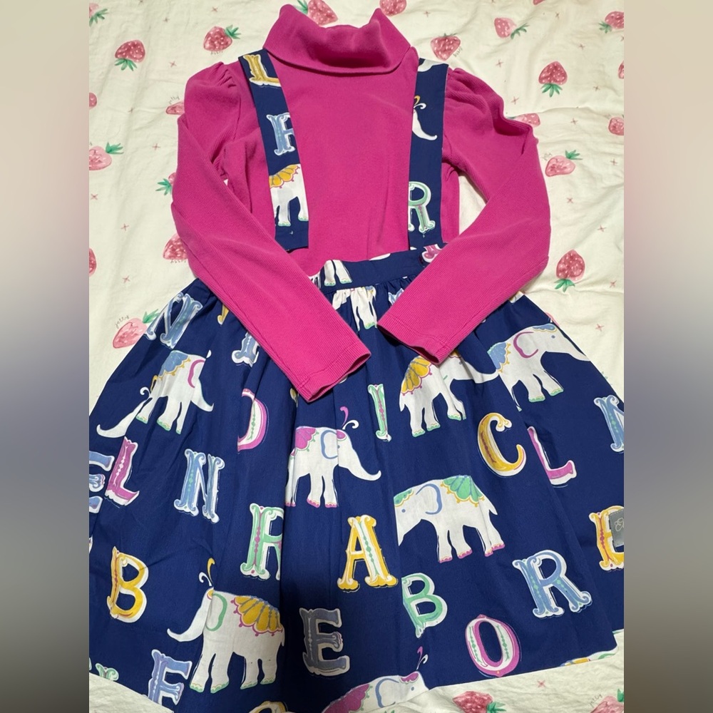 Eleanor Rose Suspender Skirt with Pink Turtleneck